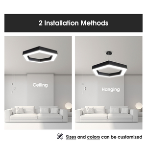 Lámpara de Techo Hexagonal LED de Hierro de Bajo Consumo para Oficina, Gimnasio, Supermercado, Iluminación Industrial con Pantalla de Diseño Eólico - Product Image 4