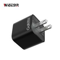 Adaptateur de charge rapide universel WISESIR 20W PD avec port Type-C, prise pliable et protection OTP, en matériau GaN, pour la maison, le bureau et la voiture