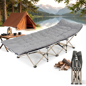 Cama <span class=keywords><strong>Plegable</strong></span> Individual Reclinable, No Requiere Ensamblaje, para Campamento, Oficina, Cama Portátil con Colchón de Algodón Extraíble - Product Image 1