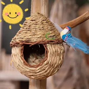 Produttori esplosione di vendita diretta gabbia per uccelli da compagnia tessuta a mano giardino decorato nido di uccelli paesaggio naturale