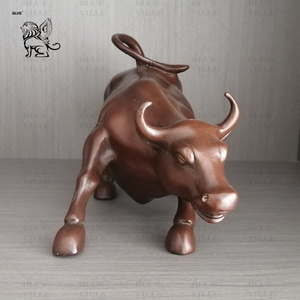 <span class=keywords><strong>Art</strong></span> moderne succès métal cadeaux boeuf Animal Statue décor maison Bronze laiton Wall <span class=keywords><strong>Street</strong></span> Bull Sculpture pour bureau table - Product Image 3