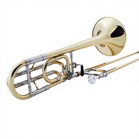 Tenor Trombone F/Bb Key Gold Lacquer Brass Instrument with 235mm Bell Diameter Portable Design