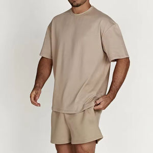 Ensemble T-shirt et short d'été en coton personnalisés Ensemble unisexe deux pièces short et chemise pour hommes Logo personnalisé Ensemble short pour hommes - Product Image 4