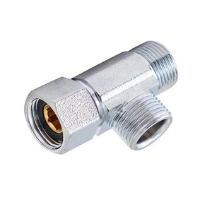 Raccord en T en laiton avec joint d'étanchéité intégré, raccord en T à compression en laiton facile à connecter, raccord en T pour robinet d'arrêt angulaire - Product Image 1