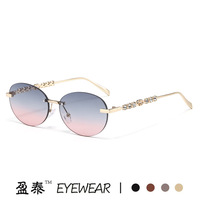 Lunettes de soleil ovales sans monture TY30 UV400, nouvelle mode 2026, tendance transfrontalière européenne et américaine, style streetwear pour femme