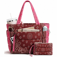 Sac fourre-tout matelassé personnalisé à imprimé cachemire, grande capacité, sac à bandoulière pour femme avec pochette assortie, OEM ODM