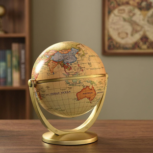 Traditional Desktop <b>Globe</b> Gold Plated <b>Rotating</b> Educational World Map Decorative Round Shape Foreign Customs Theme - Product Image 2