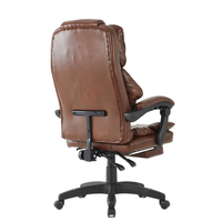 Chaise de bureau pivotante BOSS avec repose-pieds en fer, confortable, en cuir PU, design moderne, noir et marron, haute qualité, vente en gros (40 unités)