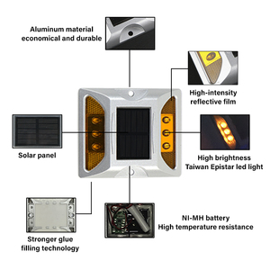 Dissuasore Stradale Solare <span class=keywords><strong>a</strong></span> LED in Alluminio con Occhi di Gatto e Riflettore Integrato - Product Image 4