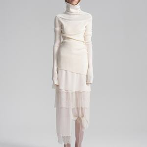 ชุดเดรสไหมพรมแฟชั่น ออกแบบด้วยเครื่องถักแบบกำหนดเอง แขนยาว กระชับรูปร่าง ชุดเดรสไหมพรมพรีเมียมสำหรับผู้หญิง - Product Image 1