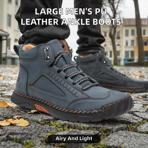 Botas Martin de Piel Sintética para Hombre, Botines con Cordones Hechos a Mano, Zapatos Casuales para Caminar - Product Image 2
