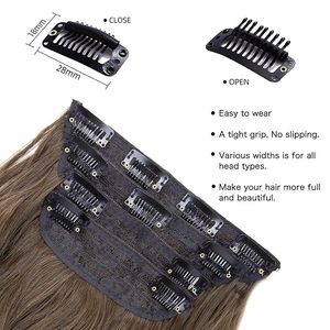 Extensions de cheveux à clipser, 20 pouces, extensions de cheveux synthétiques douces à clipser, extensions de cheveux ondulés bruns pour femmes et filles - Product Image 3