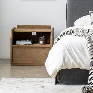 Table de chevet flottante en chêne de style nordique moderne pour chambre et salon – Meuble de maison durable et écologique - Product Image 4