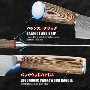 Ensemble de couteaux de cuisine japonais de luxe de 3 pièces, couteau à viande professionnel forgé à la main, couteau à désosser, couteau de boucher <span class=keywords><strong>avec</strong></span> manche en bois - Product Image 4