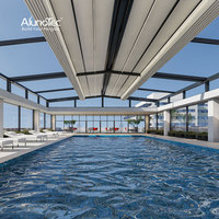 AlunoTec Pergola Électrique Rétractable Résistante au Vent avec Stores d'Ombrage pour Terrasse de Restaurant