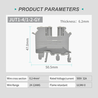 UTL 500V 32A 4mm plastique Nylon PA66 UK5-TWIN connexion à vis connecteurs de fil électrique montés sur panneau borniers sur Rail DIN