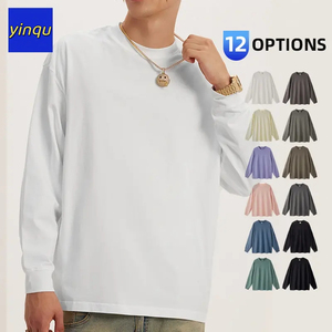 Precio barato de fábrica 260G 100% algodón Camiseta de manga larga de alta calidad para hombre Sudadera de cuello redondo liso bordado personalizado - Product Image 1