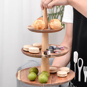 Exhibidor Cuadrado de Tres Niveles con Diseño de Madera Sólida Estilo Europeo para Buffet de Hotel, Exhibición de Aperitivos para Fiestas, <span class=keywords><strong>Bolsa</strong></span> Ecológica OPP - Product Image 4