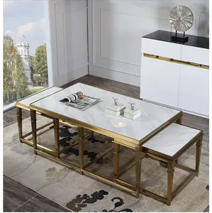 Modern living room furniture home furniture square nesting tuck in coffee tables set centre table