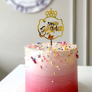 ท็อปเปอร์เค้กอะคริลิค รูปมงกุฎ น้ำผึ้งและรสหวาน สำหรับตกแต่งเค้กวันเกิดเจ้าหญิง ปาร์ตี้วันเกิด - Product Image 1