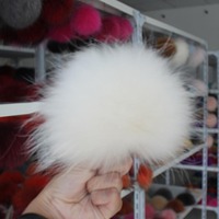 Pompon en fourrure naturelle pour bonnets tricotés d'hiver, pompons en fourrure de renard argenté naturelle avec boucles, pompon en fourrure de raton laveur multicolore de grande taille