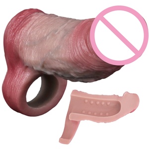ORALSX Small Size Penis Extender 5 Inches Cock Sleeve Reusable Condom Hollow <b>Dildo</b> Silicone Cock Extender for Men Small Penis - Product Image 1