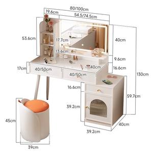 Coiffeuse moderne minimaliste avec miroir et armoire de rangement, blanche, pour chambre à coucher, usage adulte - Product Image 2