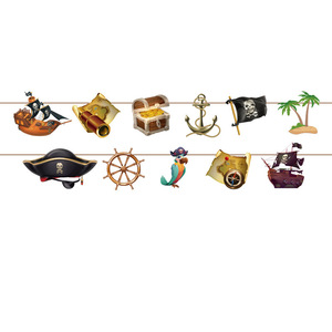 Nuovo Set Decorativo per Festa di <span class=keywords><strong>Compleanno</strong></span> a Tema Caccia al Tesoro Pirata, Tovaglia Usa e Getta, Vassoio, Bicchieri, Asciugamani, Bandiera, per 10 Persone - Product Image 3