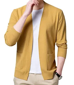 पुरुषों आकस्मिक खुला सामने लंबी आस्तीन कपास कार्डिगन स्वेटर उच्च गुणवत्ता कोट