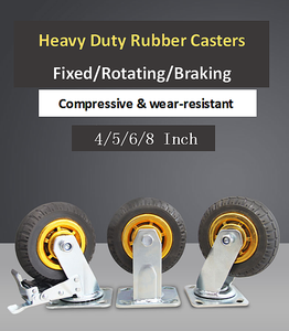 Ruedas Giratorias de Alta Resistencia con Recubrimiento Dorado, 5 Ruedas de Goma, Capacidad de Carga de 330 kg, Freno Industrial con Bloqueo y Protectores de Rosca - Product Image 5
