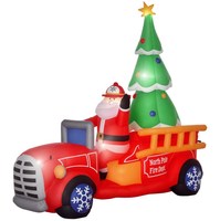 Camion de Père Noël gonflable avec arbre lumineux, décoration de Noël extérieure accrocheuse, fournitures de décoration, jouets cadeaux, décorations de Noël