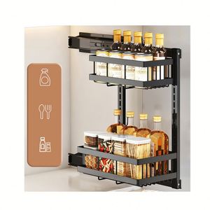 Organisateur de rangement coulissant à 2 niveaux en acier au carbone pour armoire de cuisine, tiroir sous l'évier et rangement - Product Image 1