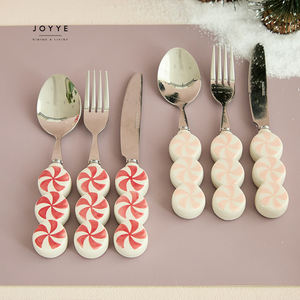 JOYYE Benutzer definierte hand bemalte Teller rot und rosa Bowknot Weihnachten Design Keramik Geschirr Teller Set mit Home Decor Geschenke - Product Image 5