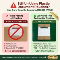 Pochette d'expédition biodégradable et recyclable sans plastique pour liste de colisage en papier, étiquette d'expédition autocollante et porte-documents