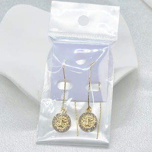 Recherche chaude: Boucles d'oreilles à pampilles religieuses en plaqué or 14 carats Guadalupe Zircon - Product Image 3