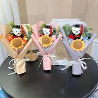 Buket Bunga Rajut Tangan Ramah Lingkungan Tahan Lama, Hadiah Wisuda Lembut, Boneka Kreatif untuk Anak Laki-laki dan Perempuan, Langsung dari Pabrik