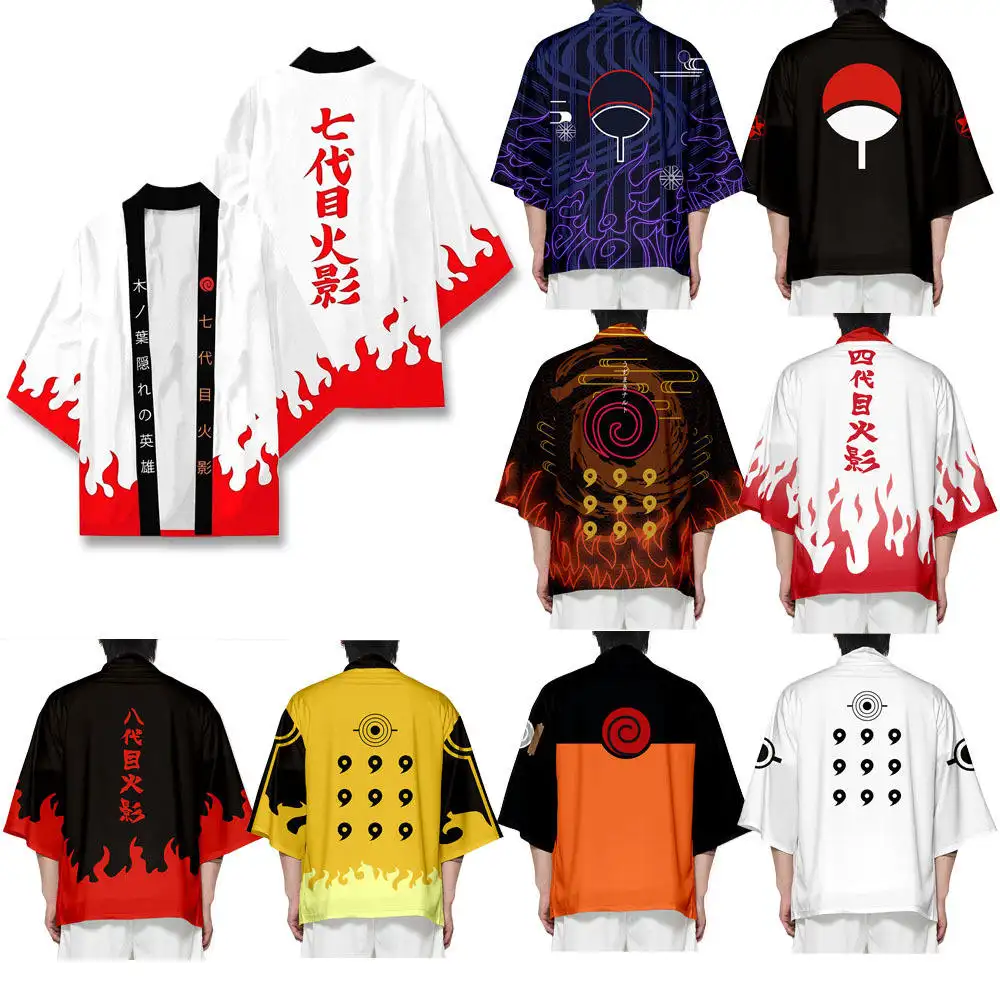 63 estilos Anime Sasuke Uchiha Itachi Cosplay camiseta capa Anime japonés Kimono Haori Yukata ropa Unisex