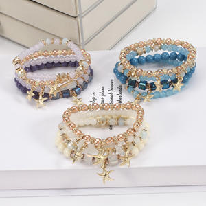 Fashion Jewelry Beaded Charm Bracelets Set For Women Boho Star <b>Tree</b> Leaf Butterfly <b>Crystal</b> Elastic Bracelets Gift Made In China - Product Image 2