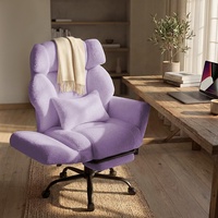 Chaise de bureau de luxe en tissu polaire noir, adaptée aux animaux de compagnie, avec pieds croisés chromés