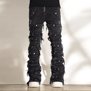 DiZNEW Homme Jeans <span class=keywords><strong>noir</strong></span> personnalisé 2026 Streetwear <span class=keywords><strong>Slim</strong></span> Fit Bootcut Jeans pour homme - Product Image 2