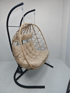 Silla Colgante de Metal Moderna para Exteriores, Plegable y Desmontable, para 2 Personas, con Diseño de Asiento Tipo Huevo, para Patio, Jardín y Hogar - Product Image 3