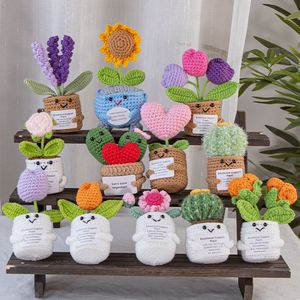 Flor de Ganchillo Hecha a Mano Creativa, Serie de Plantas de Peluche con Cara Sonriente, Ideal para Regalo Novedoso de Cumpleaños o San Valentín - Product Image 1