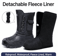 Chaussures d'hiver chaudes et respirantes à double couche avec doublure polaire amovible, imperméables, semelle antidérapante avec clous en acier, hauteur genou, légères