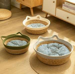 Katzen-Nest aus Weide, Ganzjahres-Nestmatte, Integriertes Kratzbrett und Haustierbett, Katzenzubehör - Product Image 2