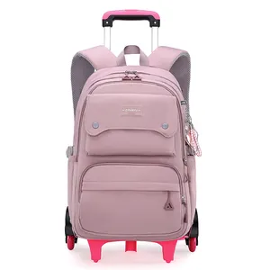 Mochilas escolares con ruedas para niñas de alta calidad, mochila con ruedas grandes para niños, mochila rodante para adolescentes, bolsas para portátiles de gran capacidad para mujeres y estudiantes