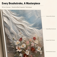 Peinture murale OEM romantique 3D florale peinte à la main, cheval blanc, toile décorative pour salon, chambre, cadeau de mariage