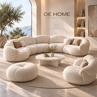 Ensemble de canapés modernes de luxe en velours, sectionnel incurvé capitonné, fauteuils, pieds en bois, pour appartement, écologique, OEM ODM