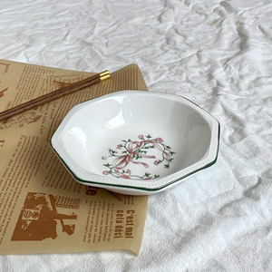 Plato Octagonal de Cerámica de Diseño Nórdico Vintage, Juego de Platos Decorados con Motivos Florales Rústicos para Fiestas, Precio Económico, Porcelana - Product Image 4