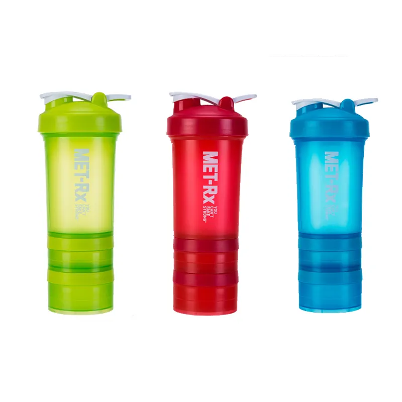 Gute Qualität 700ml 3 Schichten abnehmbare Hochleistungs-benutzer definierte Farbe Logo BPA-freie doppelte Protein-Shaker-Flasche