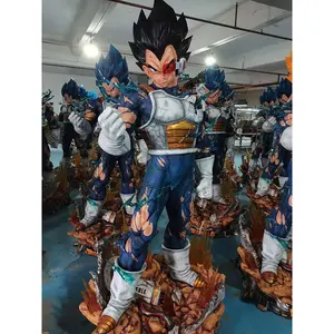 Figura de Dragon Ball, figura de Anime de tamaño real, estatua de Vegeta de fibra de vidrio, figura de Goku de resina a la venta